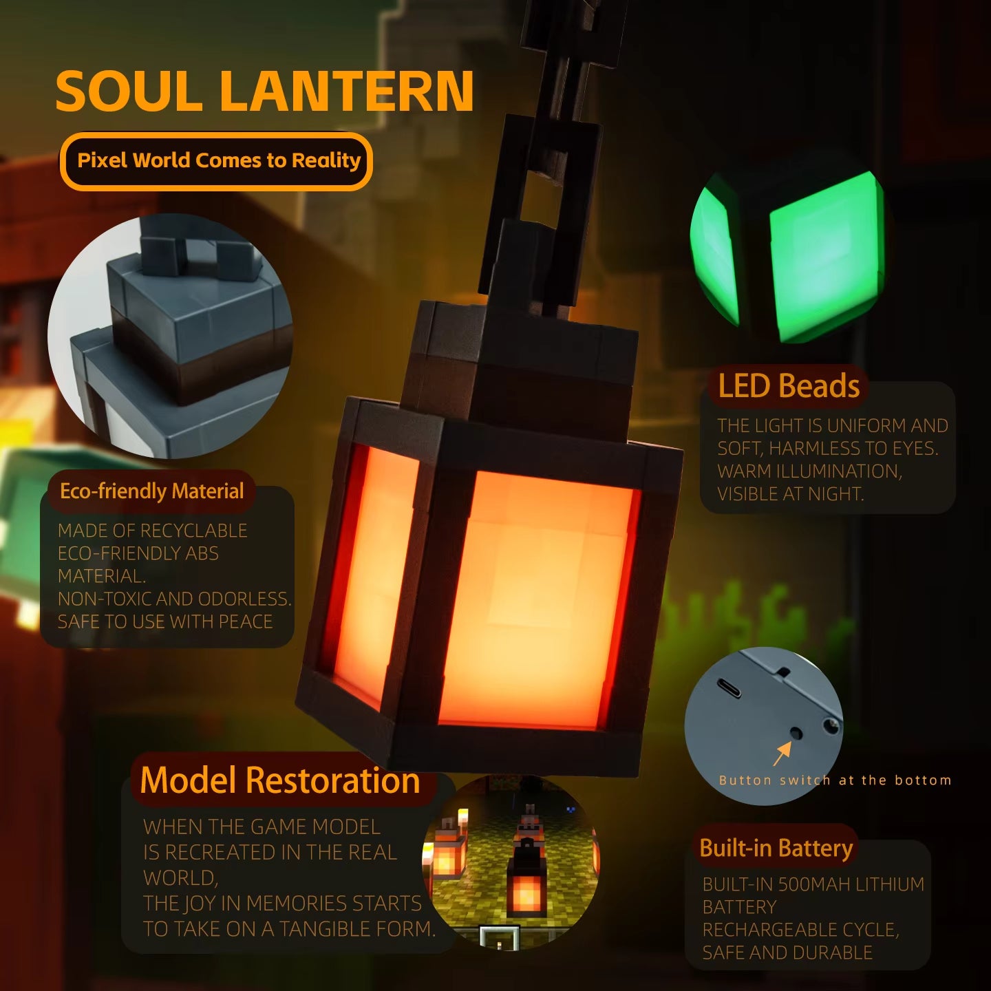 Pixel Style 16-Color Lantern Light