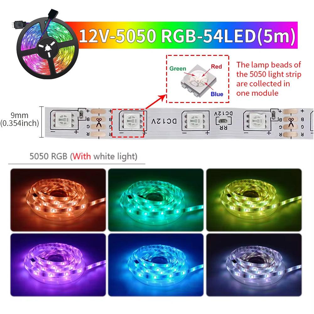 Smart Vibe Strip: 5M Bluetooth RGB LED Light