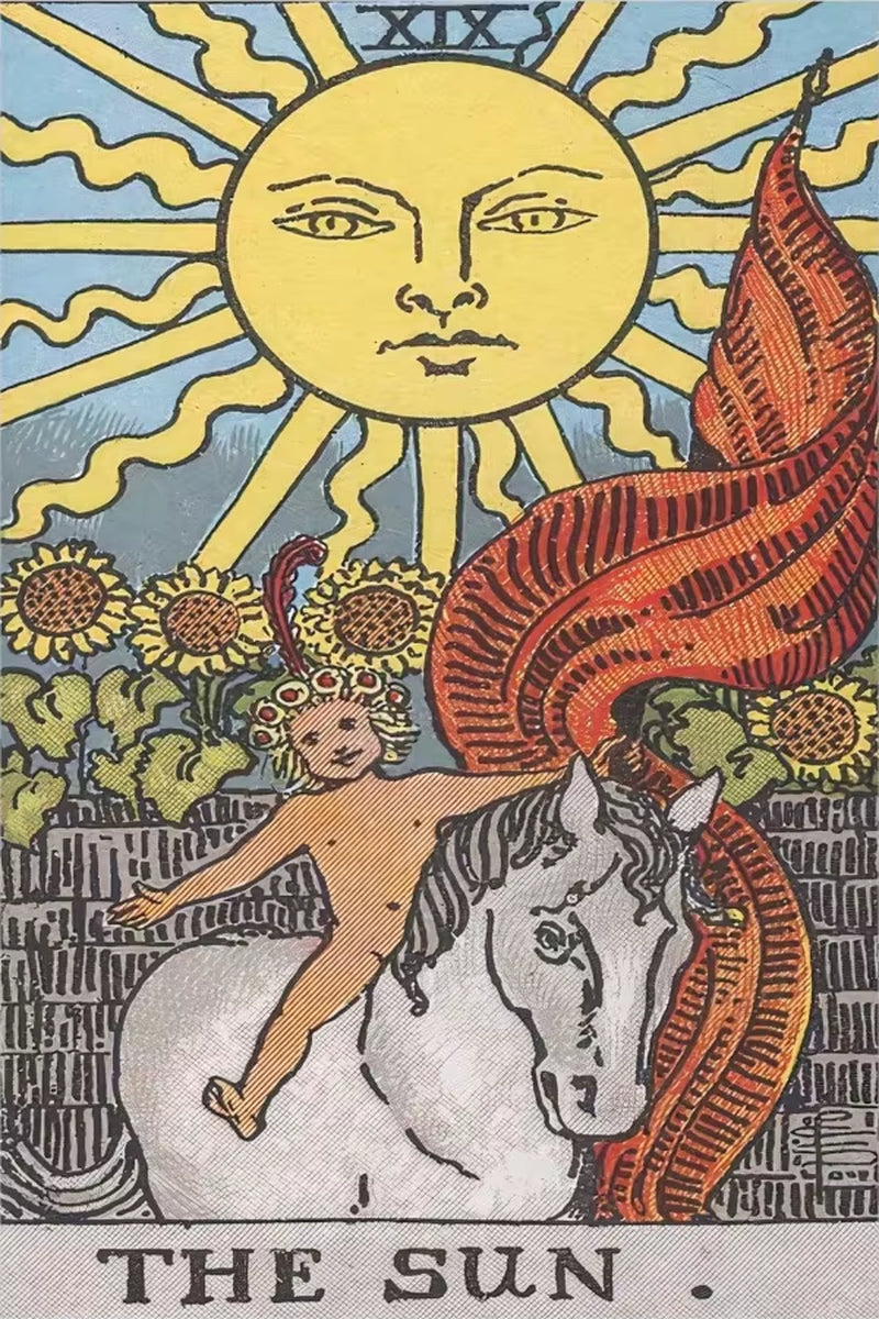 The Sun Card Vintage Tarot Wall Art