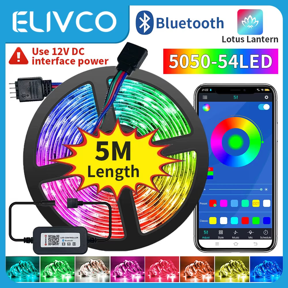 Smart Vibe Strip: 5M Bluetooth RGB LED Light